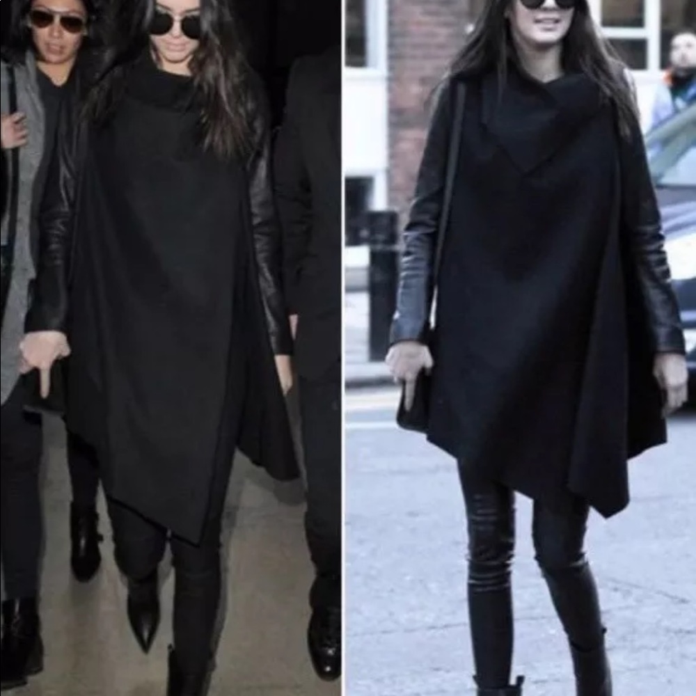 All Saints Leather Sleeve Coat